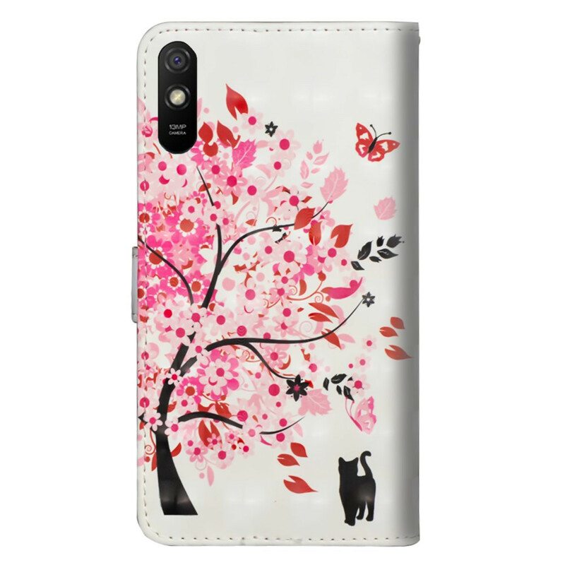 Flip Case Xiaomi Redmi 9A Vaaleanpunainen Puu