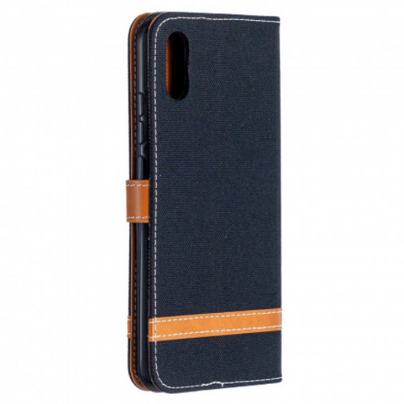 Kotelot Xiaomi Redmi 9A Suojaketju Kuori Kangas- Ja Nahkaefektihihna