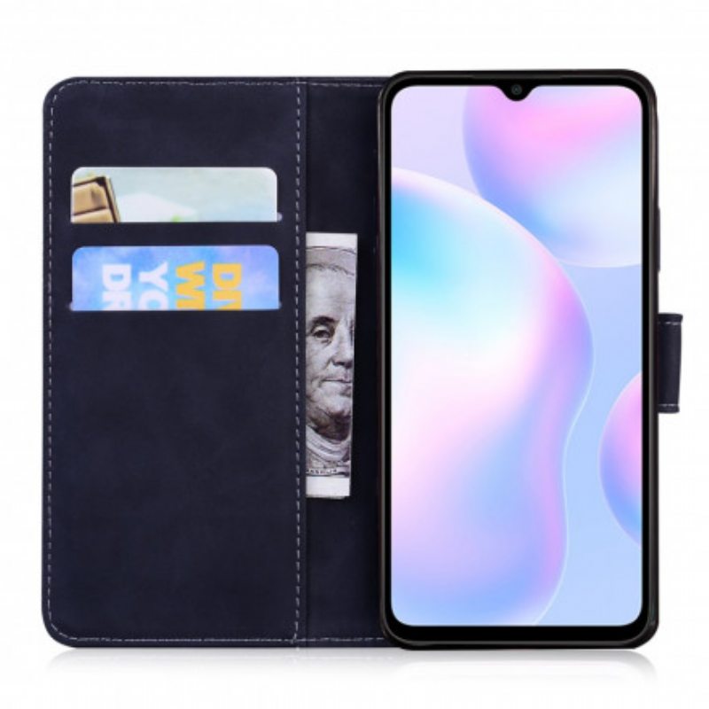 Nahkakotelo Xiaomi Redmi 9A Tiger-kasvoprintti