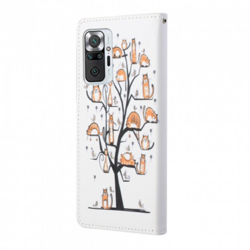 Kotelot Xiaomi Redmi Note 10 Pro Suojaketju Kuori Funky Cats Hihnalla