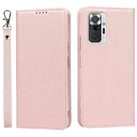 Puhelinkuoret Xiaomi Redmi Note 10 Pro Kotelot Flip Pehmeä Nahkatyyli Hihnalla