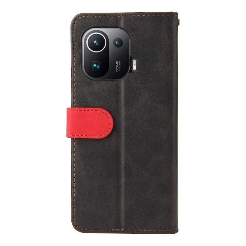 Nahkakotelo Xiaomi Mi 11 Pro Kaksisävyinen