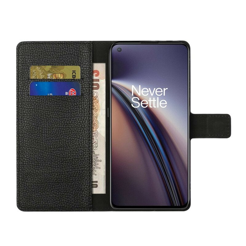 Flip Case OnePlus Nord 2 5G Litchi Grain -nahkaefekti