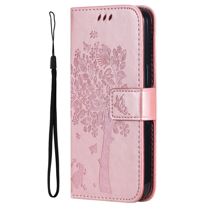 Kotelot OnePlus Nord 2 5G Suojaketju Kuori Tree Ja Strappy Cat