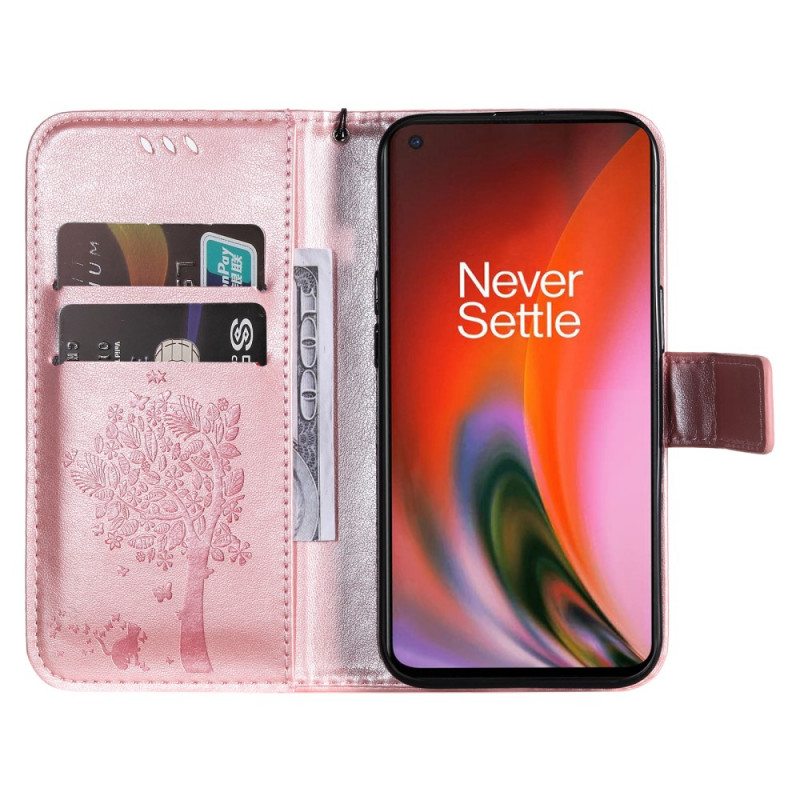 Kotelot OnePlus Nord 2 5G Suojaketju Kuori Tree Ja Strappy Cat