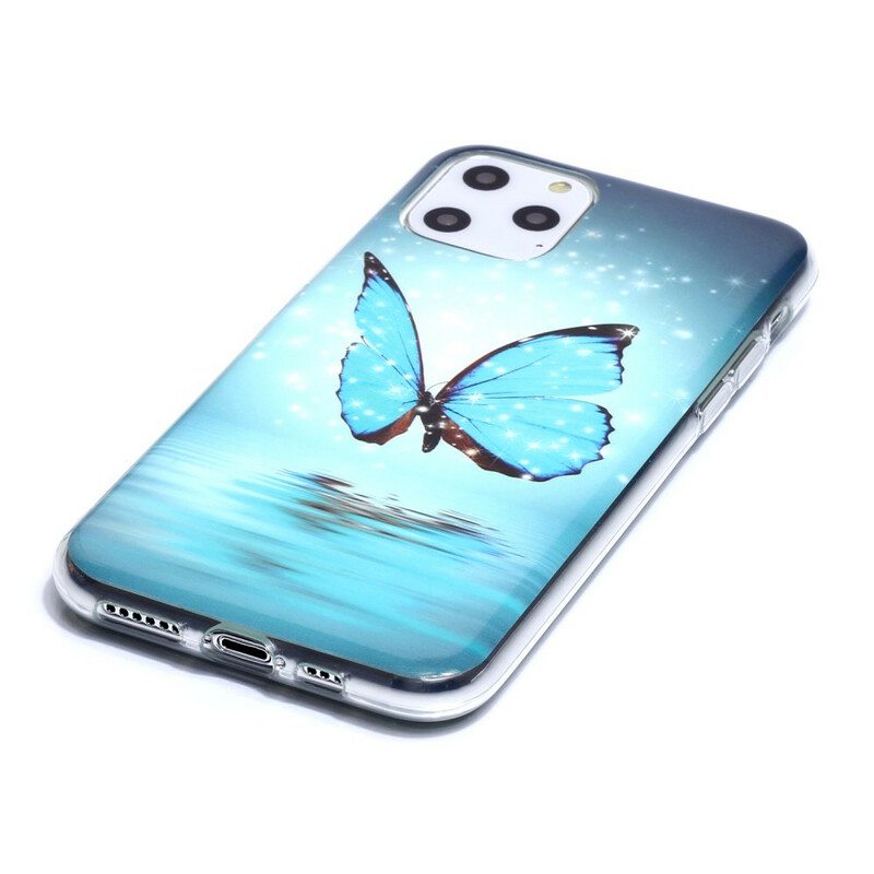 Case iPhone 11 Pro Fluoresoiva Sininen Perhonen