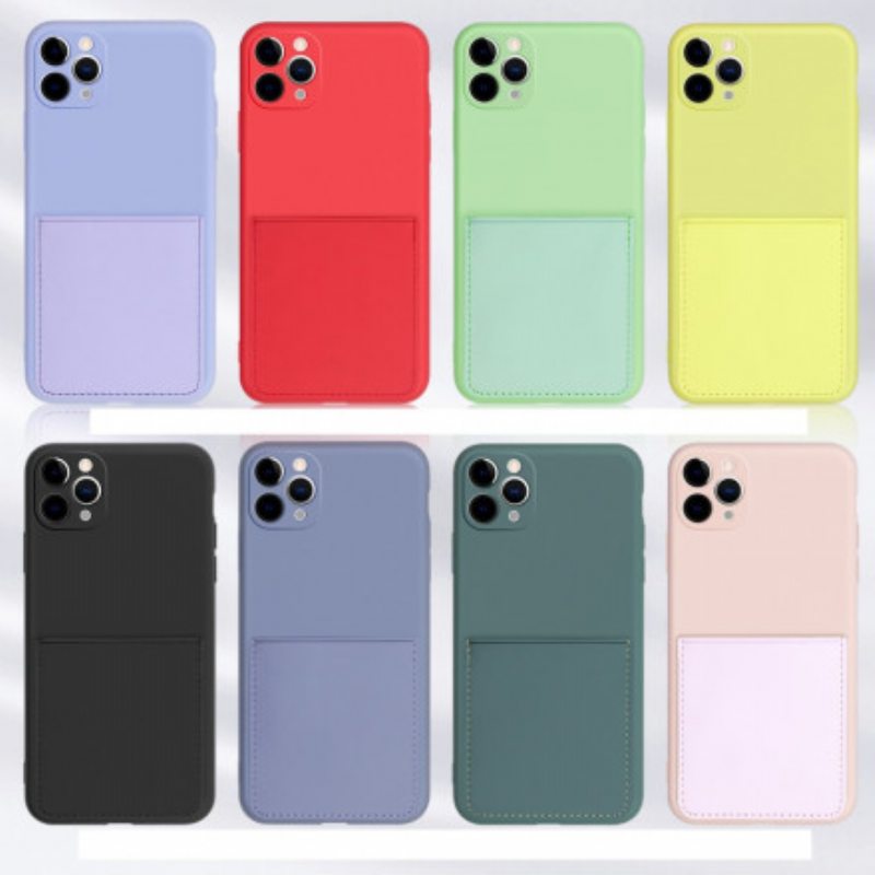 Case iPhone 11 Pro Silikonista Ja Keinonahasta Tehty Korttikotelo