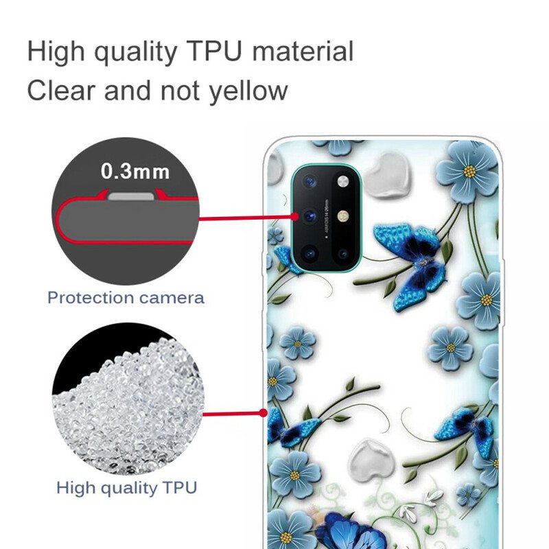 Kuori OnePlus 8T Saumattomat Retroperhoset Ja -kukat