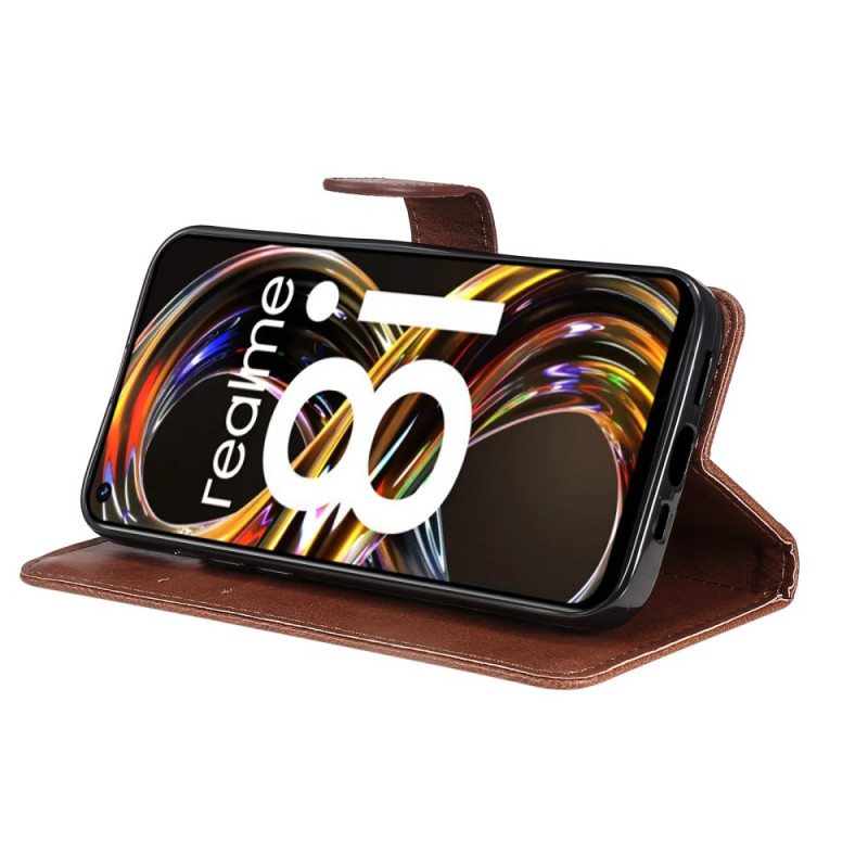 Kotelot Realme 8i Suojaketju Kuori Strappy Leather Effect