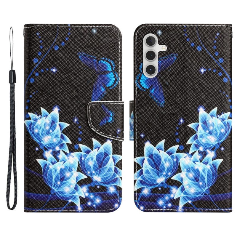 Kotelot Samsung Galaxy A34 5G Suojaketju Kuori Kauniit Strappy Kukat