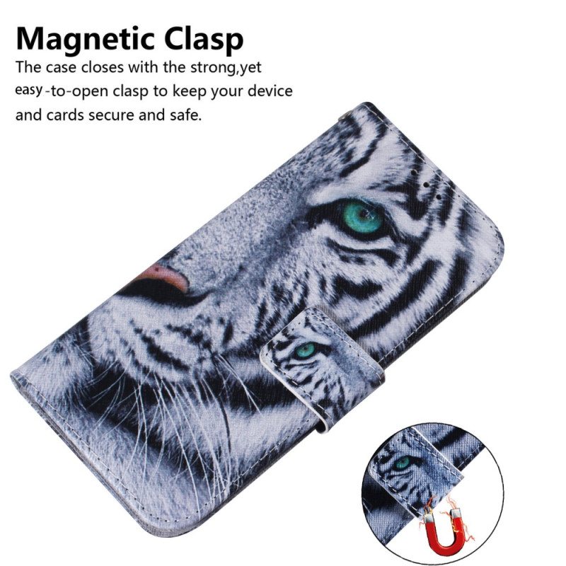 Kotelot Samsung Galaxy A34 5G Suojaketju Kuori Strappy White Tiger