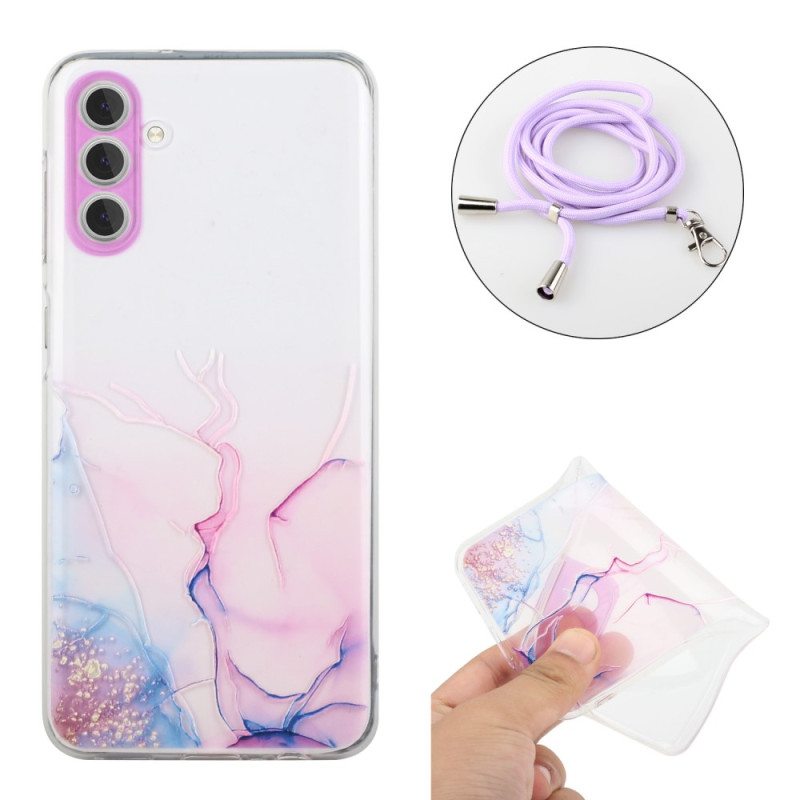 Kuori Samsung Galaxy A34 5G Kiristysnyörillä Marmorijohdolla