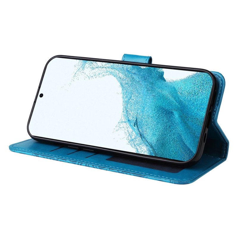 Nahkakotelo Samsung Galaxy A34 5G Mandala-aurinko Kaulanauhalla