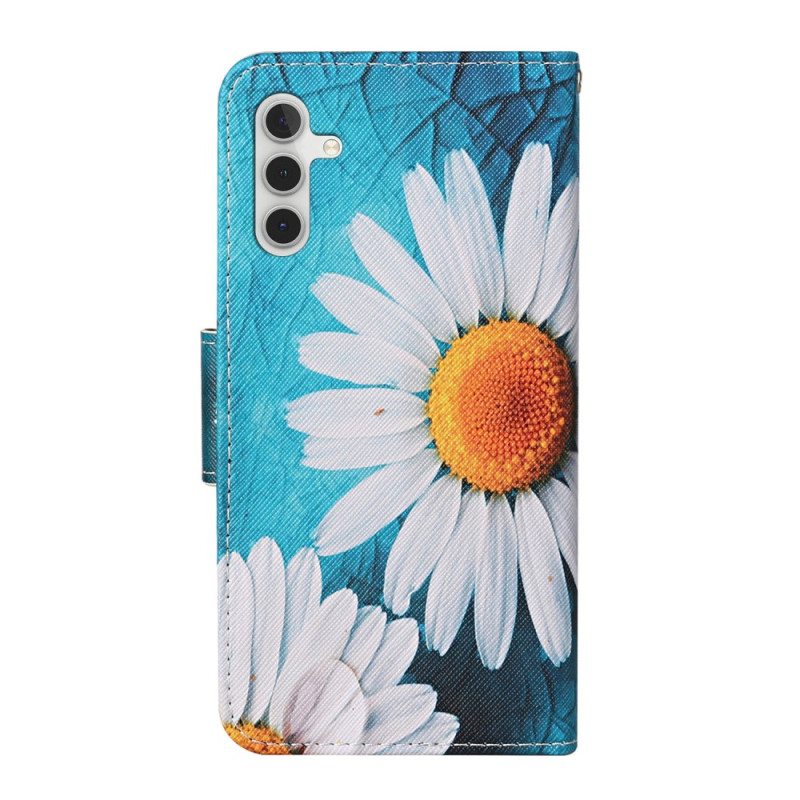 Nahkakotelo Samsung Galaxy A34 5G Suojaketju Kuori Thong Daisies