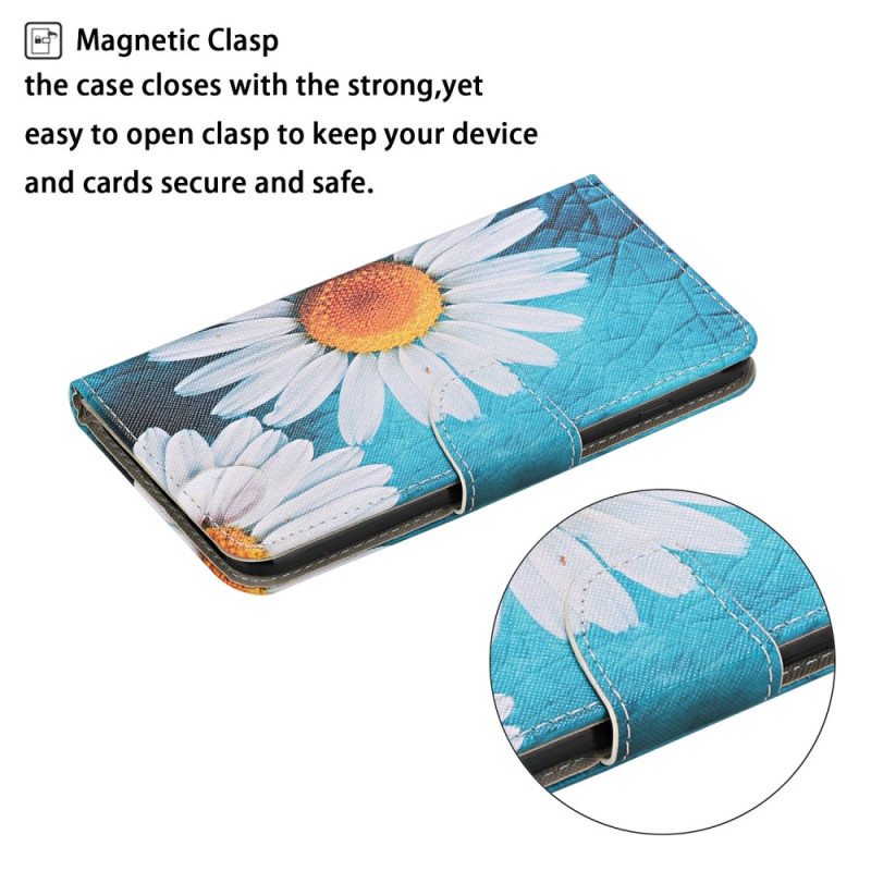 Nahkakotelo Samsung Galaxy A34 5G Suojaketju Kuori Thong Daisies