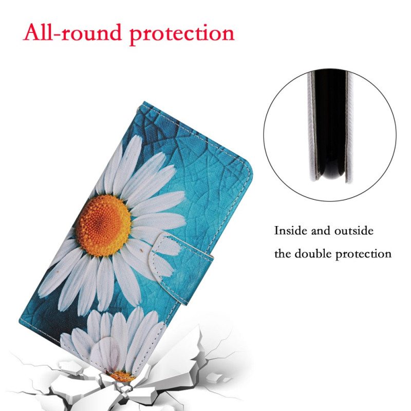 Nahkakotelo Samsung Galaxy A34 5G Suojaketju Kuori Thong Daisies