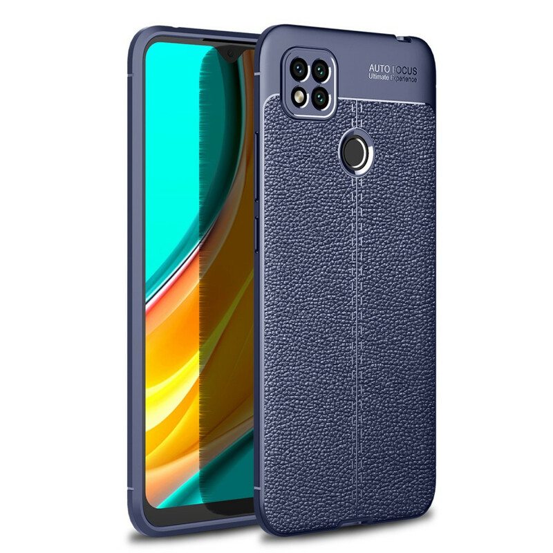 Case Xiaomi Redmi 9C Kaksilinjainen Litsi-nahkaefekti