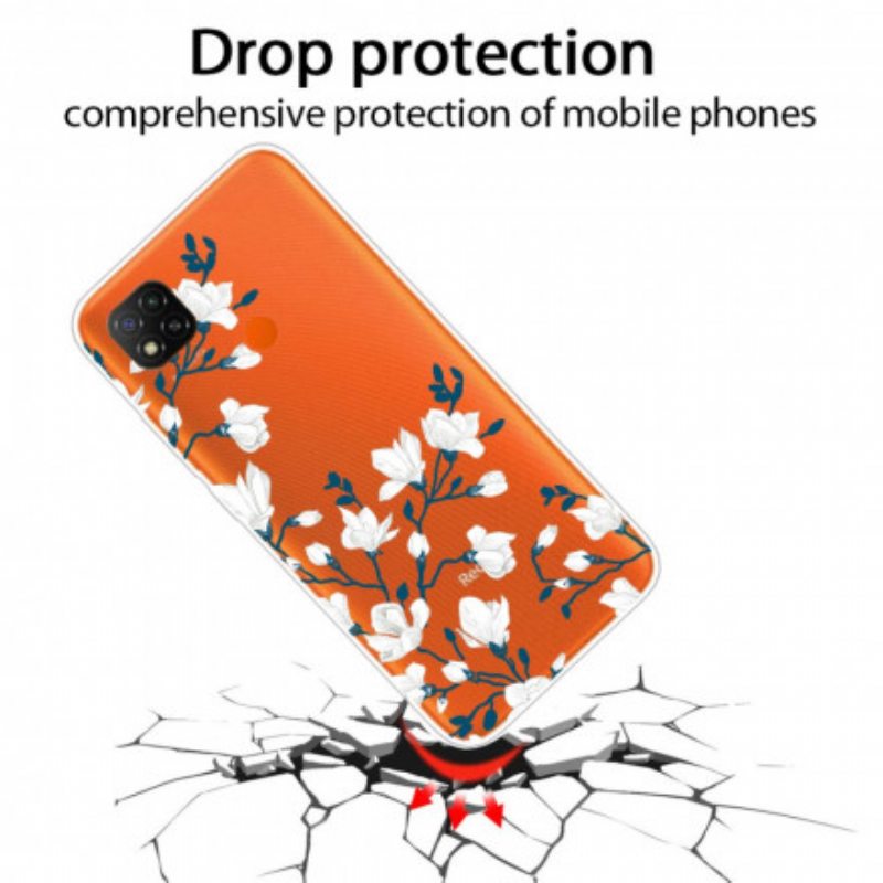 Case Xiaomi Redmi 9C Valkoiset Kukat