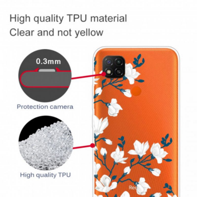 Case Xiaomi Redmi 9C Valkoiset Kukat
