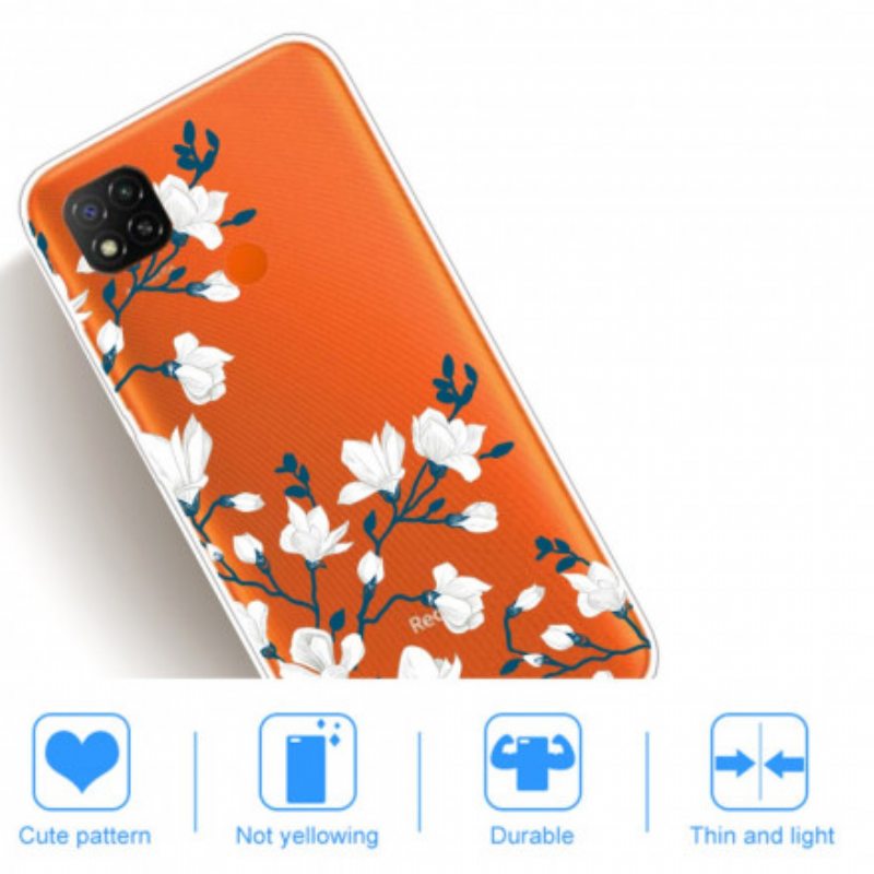 Case Xiaomi Redmi 9C Valkoiset Kukat