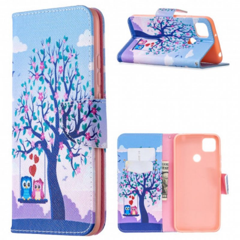 Flip Case Xiaomi Redmi 9C Pöllöt Swingissä