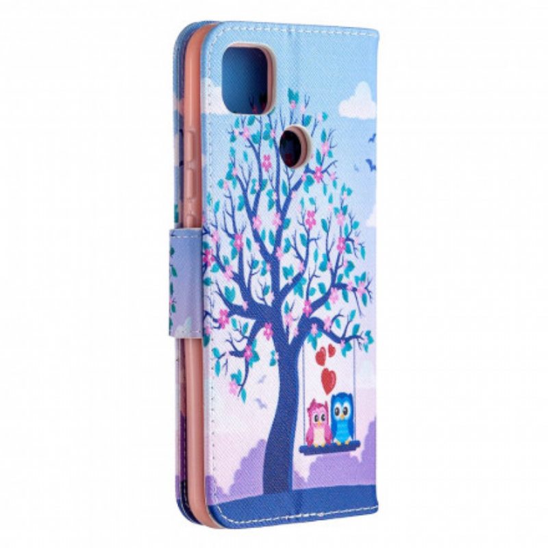 Flip Case Xiaomi Redmi 9C Pöllöt Swingissä
