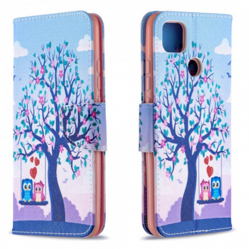 Flip Case Xiaomi Redmi 9C Pöllöt Swingissä
