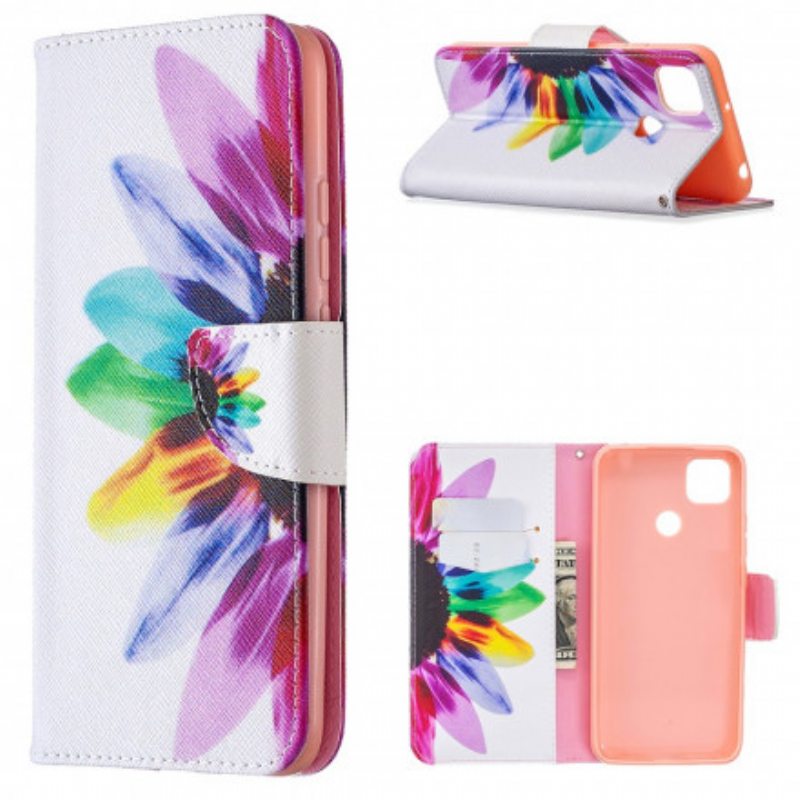 Nahkakotelo Xiaomi Redmi 9C Akvarelli Kukka