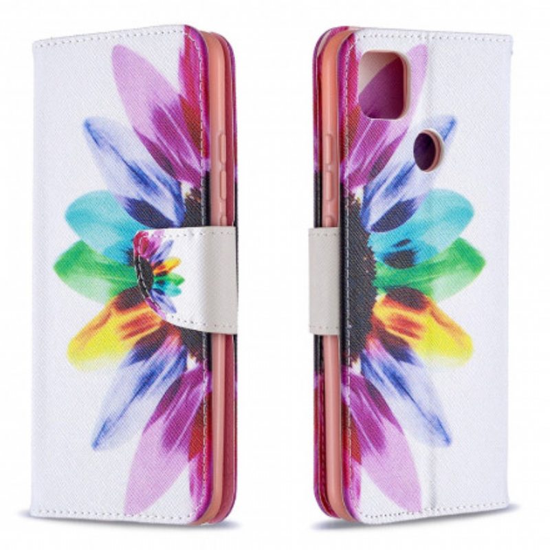 Nahkakotelo Xiaomi Redmi 9C Akvarelli Kukka