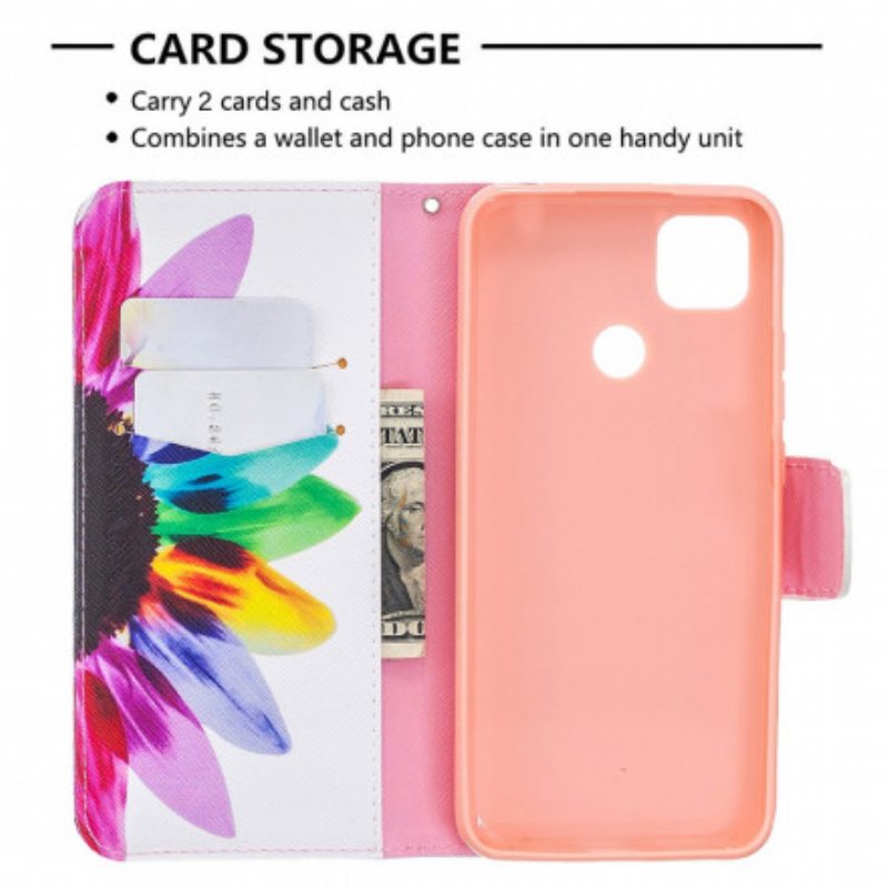 Nahkakotelo Xiaomi Redmi 9C Akvarelli Kukka
