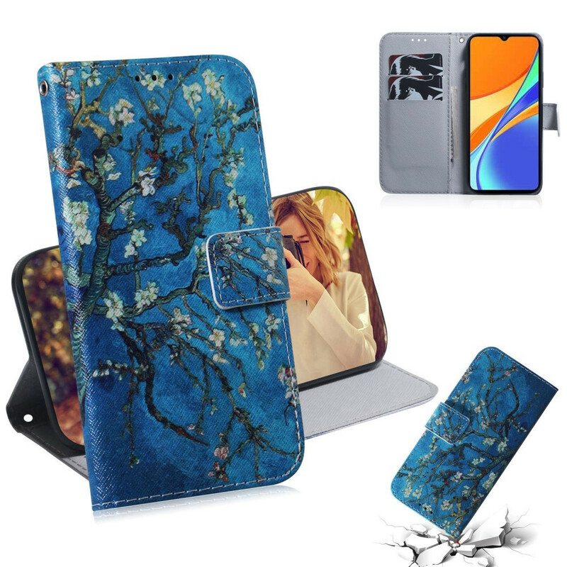 Nahkakotelo Xiaomi Redmi 9C Kukkiva Puun Oksa