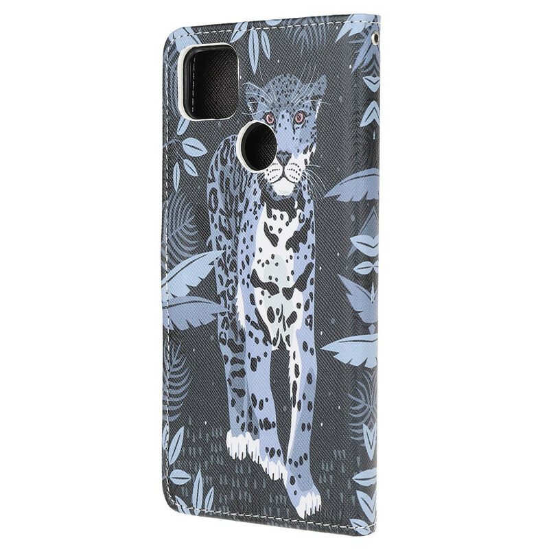 Nahkakotelo Xiaomi Redmi 9C Suojaketju Kuori Strappy Leopard
