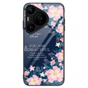 Puhelinkuoret Huawei Pura 70 Karkaistu Lasi Vaaleanpunaiset Kukat