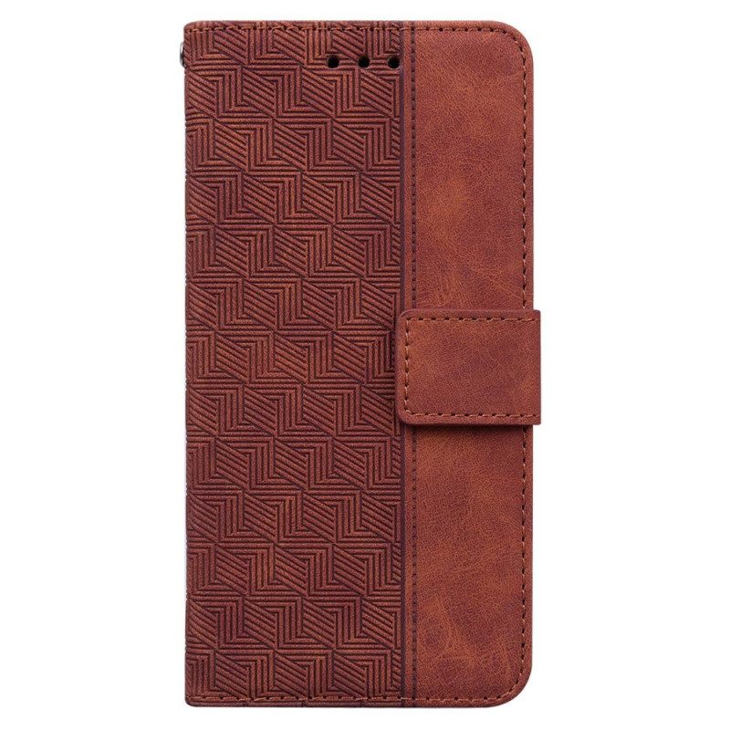 Flip Case Realme C31 Geometrinen Keinonahka Hihnalla