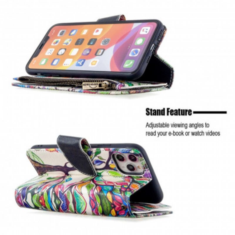 Kotelot iPhone 11 Pro Max Vetoketjullinen Puutasku