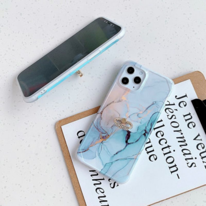 Kuori iPhone 11 Pro Max Tyylikäs Marmorinen Rengaskiinnike