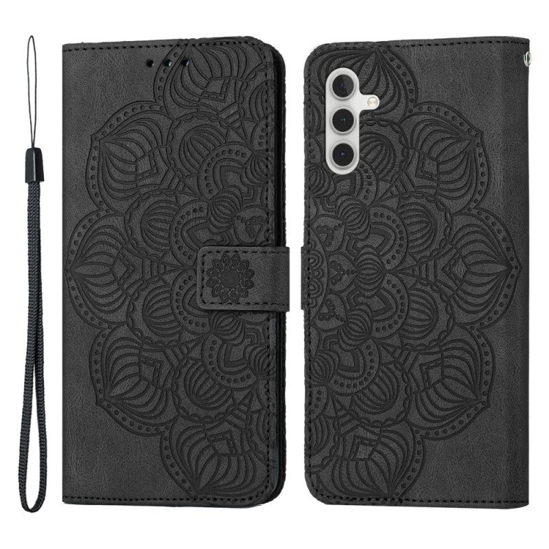 Nahkakotelo Samsung Galaxy A54 5G Suojaketju Kuori Strappy Mandala Print