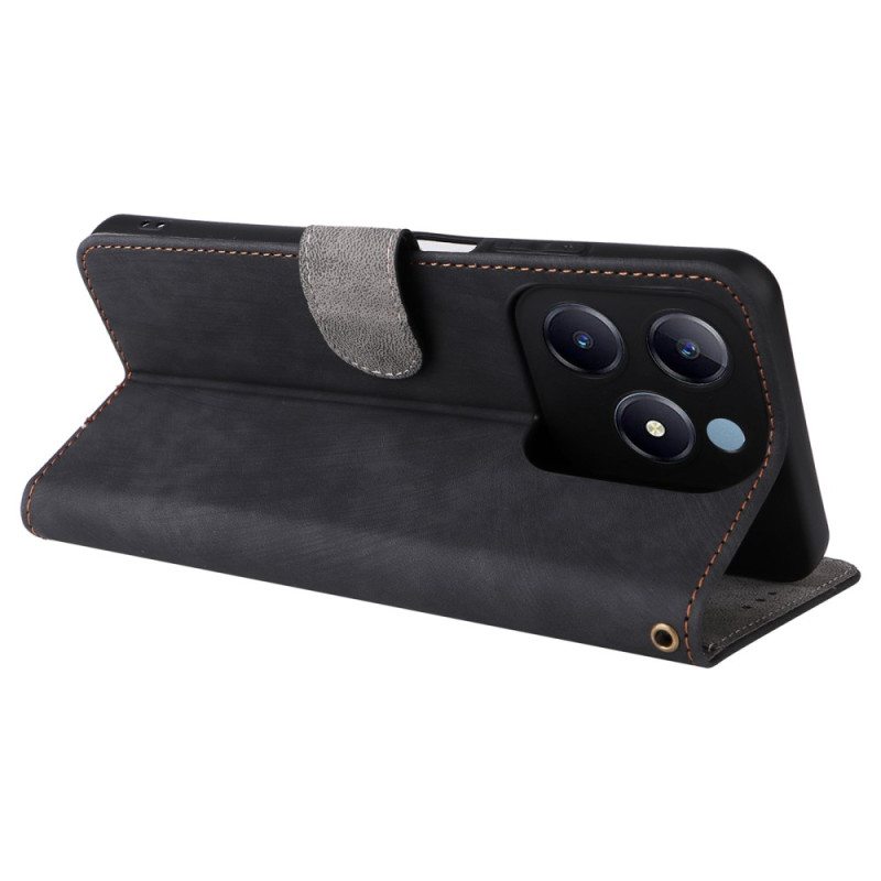 Kotelot Realme C63 Rfid-suojattu Mokkanahkakuvio Hihnalla