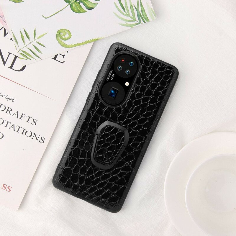 Kuori Huawei P50 Pro Crocodile Style Ring-kiinnike