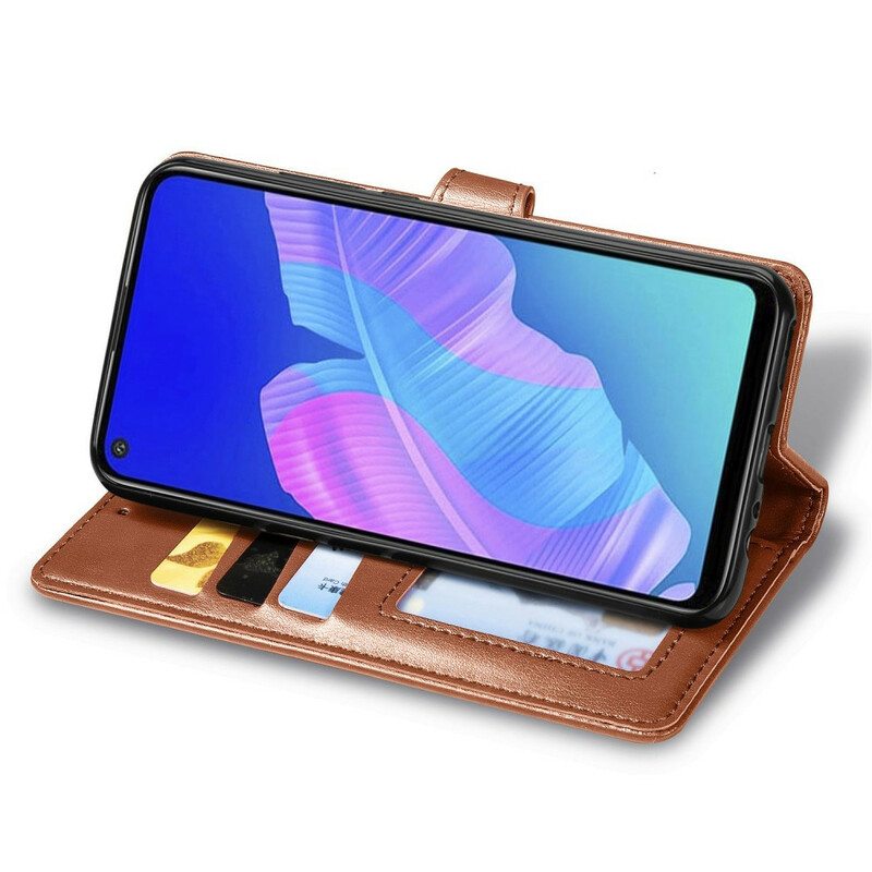Nahkakotelo Huawei P40 Lite E Keinonahkaa Ja Vintage-lukko