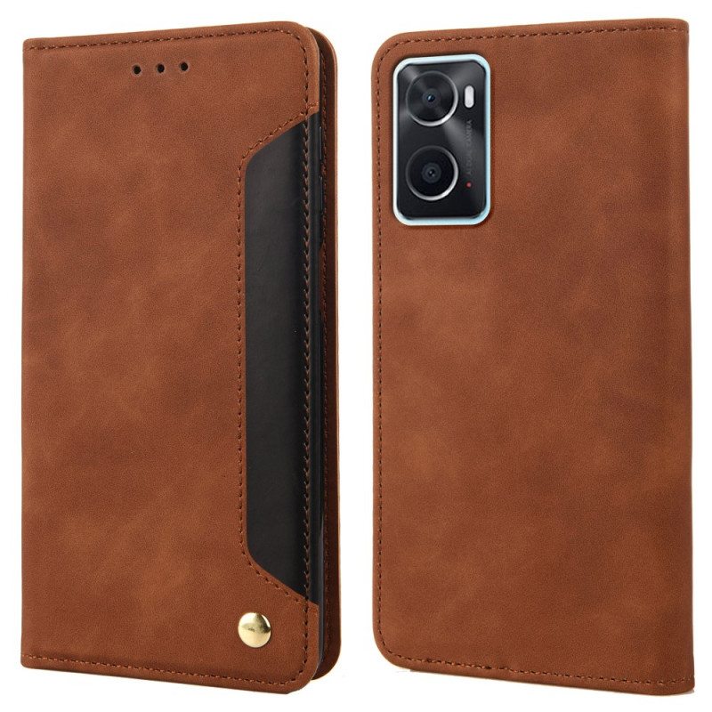Puhelinkuoret Realme 9i Kotelot Flip Kaksisävyinen Business Leather -efekti