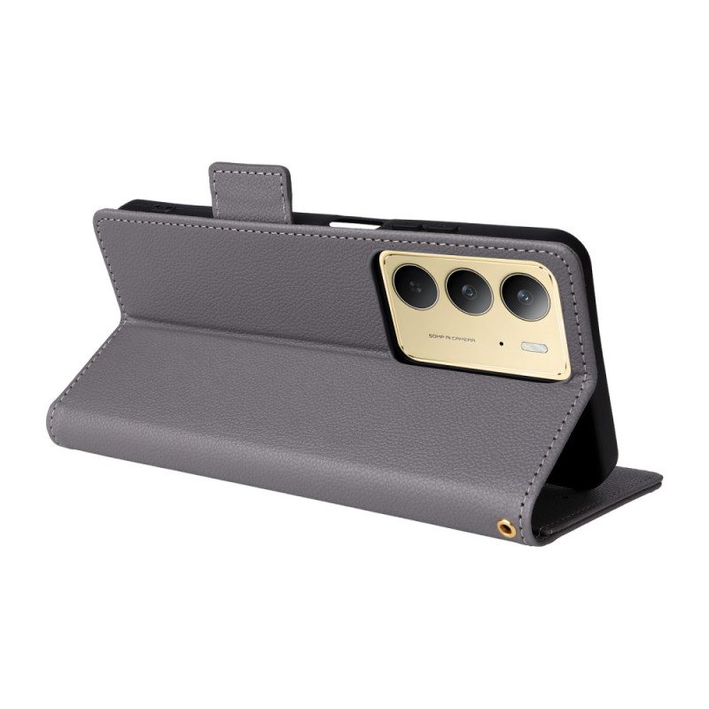 Kotelot Realme 14x 5g Litsikuvioinen Tekonahka Hihnalla Suojakuori