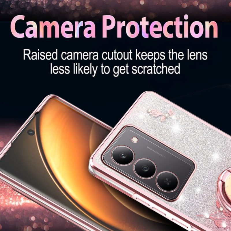 Kuori Realme 14x 5g Kadem Kukkia Ja Strasseja Koristava Sormusteline