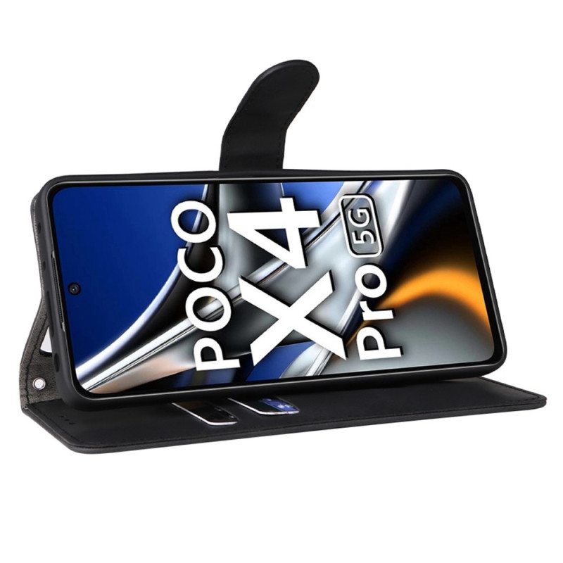 Flip Case Poco X4 Pro 5G Pelkkä Nahkatyyli