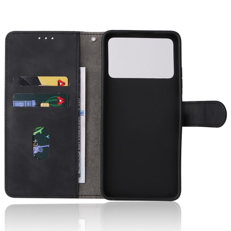 Flip Case Poco X4 Pro 5G Pelkkä Nahkatyyli