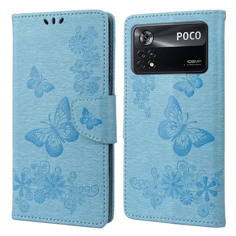 Kotelot Poco X4 Pro 5G Suojaketju Kuori Kauniita Perhosia Hihnalla