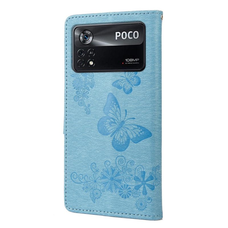 Kotelot Poco X4 Pro 5G Suojaketju Kuori Kauniita Perhosia Hihnalla