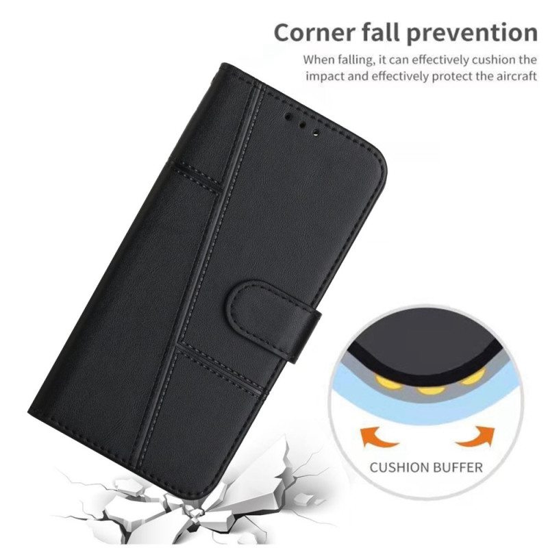 Kotelot Poco X4 Pro 5G Suojaketju Kuori Strappy Geometric Leather Style