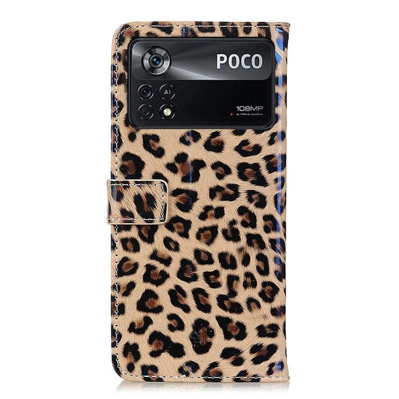 Nahkakotelo Poco X4 Pro 5G Leopardin Ihovaikutus