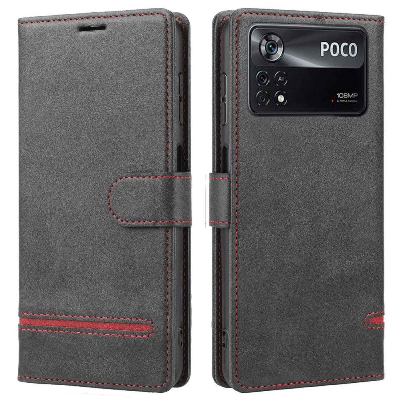 Nahkakotelo Poco X4 Pro 5G Line Leather Effect